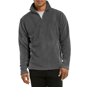 Men’s Polar Fleece Quarter Zip Up Pullover Jacket S-3XL Long Sleeve Coat Warm - Picture 1 of 19