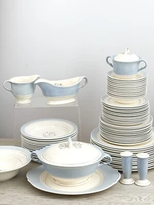 LIMOGES CANDLE LIGHT CHINA LOT VALERIE ILC-413 LIBAND DUSTITONE BLUE DINNERWARE - Picture 1 of 13