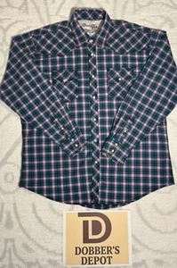 Wrangler 20X Pearl Snap Long Sleeve Shirt Blue Plaid Men XL Extra Large Western - Picture 1 of 6
