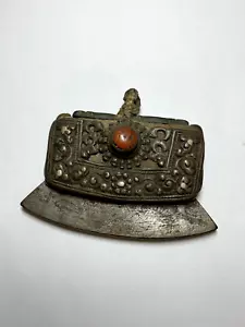 Antike tibetische Feuer Starter Tasche/Geldbörse Yak Leder mit Stein - Bild 1 von 3