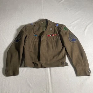 Vintage Military Jacket Mens 32 R Green 50s Korean War Uniform USA Eisenhower - Picture 1 of 24