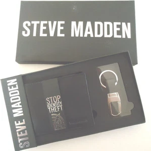 Steve Madden RFID Wallet Bifold Genuine Leather Black - Picture 1 of 2