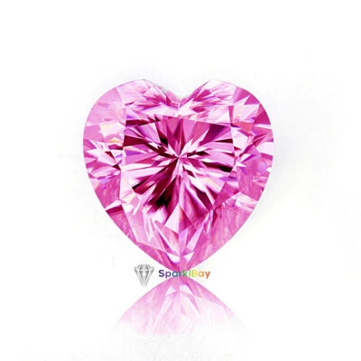 Loose CVD 1 Pcs Lab Grown Pink Diamond 6 mm Heart D - F GIE Certified - Image 1 of 4