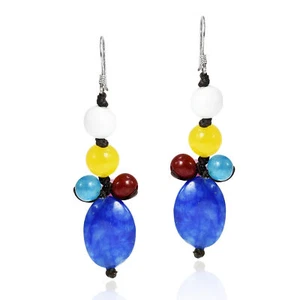 Colorful Beauty Blue Drop Mix Stone Handmade Earrings - Picture 1 of 4