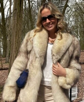 Chaqueta corta de piel de zorro azul real para mujer todas las tallas Handmad Foto 1 de 2