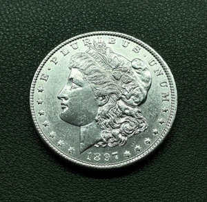 1897 Morgan Silver Dollar, BRILLIANT UNCIRCULATED -FREE SHIPPING-M-159 - Picture 1 of 2