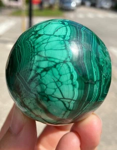 Green Malachite Sphere Round Ball Shape Polished Carved Crystal Mineral Stone #1 - Picture 1 of 11