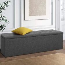 Large Fabric Storage Ottoman Blanket Box Chest Stool Rest Bench Tufted Seat Grey