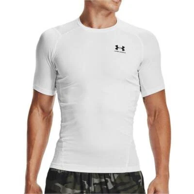 Camiseta de compresión Under Armour HeatGear Armour para hombre blanca manga corta gimnasio Foto 1 de 4