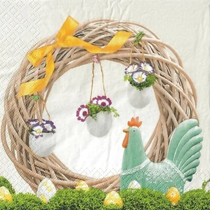 4 x Single Paper Napkins Decoupage Craft Table Easter Eggs Wreath Flowers 18 - Picture 1 of 2