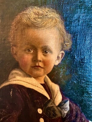101 × 71 cm Portrait Öl auf Leinwand, Hermann Knothe Kind Junge - Bild 1 von 4