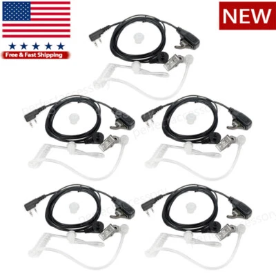 5Pcs Earpiece with Mic Headset 2Pin For Kenwood/Baofeng/Retevis Two Way Radio - Image 1 of 4