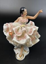 Dresden Germany Porcelain Lace Lady Ballerina Figurine CROWN N Western Germany