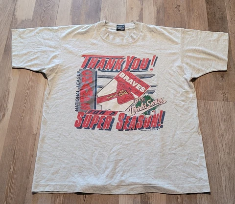 Vintage 1991 Atlanta Braves World Series National League Champs T Shirt Mens XL Cover