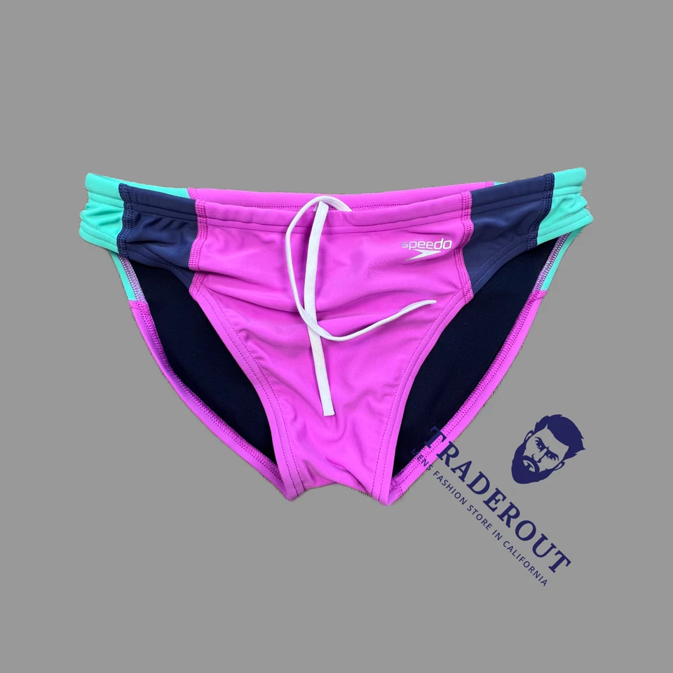 Speedo Men purple colorblock beach diving 2" swim Brief bikini Swimwear swimsuit - Image 1 of 4