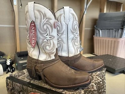 Laredo Womens 10 M, Myra Square Toe Dress Boots Mid Calf Low Heel Brown/White - Image 1 of 4