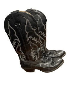 Nocona Vintage Cowboystiefel schwarz Boa Schlangenleder Gr. 8D Rückenschnitt 70er 80er - Bild 1 von 13