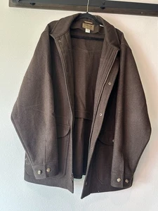 Miller Ranch Chocolate Brown Melton 100% Wool Zip Up Chore Jacket Adult XXL - Picture 1 of 9