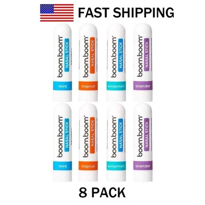 PACK 8 Nuevo Inhalador Nasal BoomBoom Barra Energía Boost Focus Aceite de Aromaterapia Foto 1 de 4