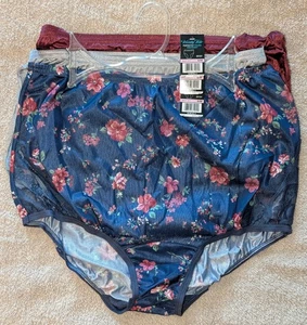 Vanity Fair Lace Nouveau Navy Floral Print/Med Blue/Burgundy Briefs Sz 6/M NWT - Picture 1 of 8