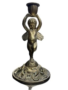 Vintage Cherub Angel Candle Holder Votive Decor Brass - Picture 1 of 5