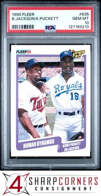 1990 FLEER #635 KIRBY PUCKETT-BO JACKSON PSA 10 - Image 1 of 3