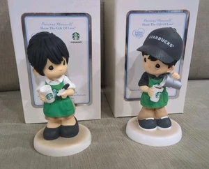 Precious Moments Starbucks Baristas Singapur Exclusivo Niña y Niño Raro  - Imagen 1 de 18