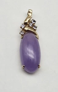 Multi Gemstone Lavender Jade Cabochon Sterling Silver Drop Pendant - 4.9g - Picture 1 of 4