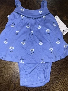 NWT Carter's Infant Girl One Piece Sleeveless NB Blue Outfit 100% Cotton - Picture 1 of 2