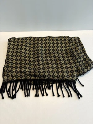 Cachecol Masculino Vintage Modena – Seda Preta com Forro de Lã de Cordeiro – Feito na Itália - Imagem 1 de 4