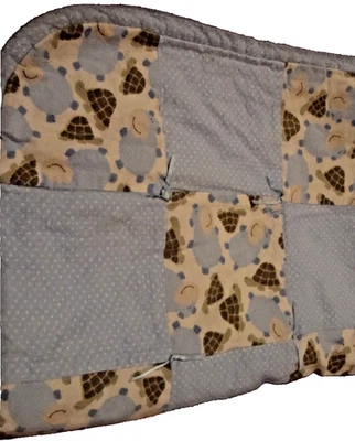 Manta acolchada hecha a mano vintage de retazos para bebé tortugas hipopótamo azul 26x36 288 Foto 1 de 4