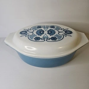 Pyrex Blue Horizon 2 1/2 Quart Casserole Oven Dish W/ Lid Vtg FREE POSTAGE VGC - Picture 1 of 12