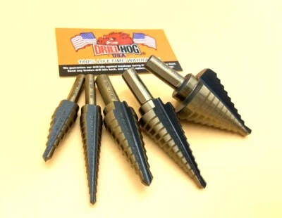Drill Hog® Step Drill Bit Step Set Drill Bits UNIBIT Moly 5Pc Lifetime Warranty  - Image 1 of 4
