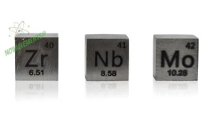 Zirconium Metal Cube, Niobium Metal Cube, Molybdenum Metal Cube 10mm 99.95% Pure - Foto 1 di 5