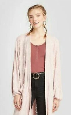 Cárdigan tejido rosa talla pequeña Xhilaration talla grande manga larga ribete encaje  Foto 1 de 2