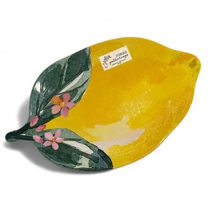 Lemon Melamine Serving Platter Tray Plate Everyday Gatherings Fruit Leaf Flowers - Picture 1 of 9