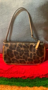 Ann Taylor Live Love Loft Brown & Orange Multi Leopard Cloth CC Zip Wristlet - Picture 1 of 12
