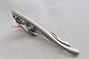 New Pure Men Silver CURVE SHAPE STAINLESS STEEL Wedding Tie Clip Pin Bar Party - Picture 1 of 4