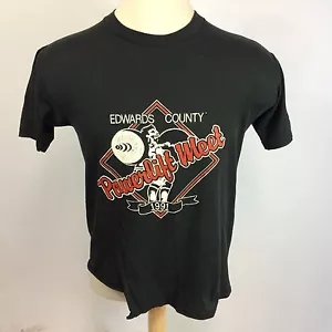 Vtg 80s Distressed Trashed Paper Thin Body Building Weight lifting Power T Shirt - Picture 1 of 9