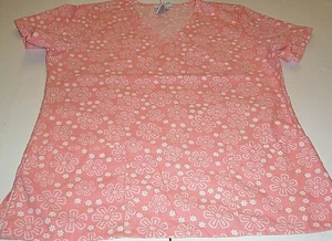 SB Scrubs uniform scrub top floral size S salmon rose color flowers  - Picture 1 of 6