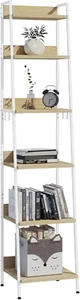 Libreria a 6 Ripiani, Scaffale Con 4 Ganci Industriale, Scaffale a Scala in MDF - Foto 1 di 13