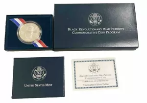 1998-S Black Patriots Uncirculated $1 Silver Dollar, OGP & COA - Picture 1 of 3