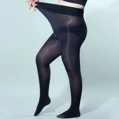 Meia-calça virilha aberta plus size 300 lb transparente brilhante meia-calça - Imagem 1 de 4