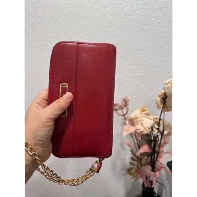 Salvatore Ferragamo Rojo Saffino Vara Cinta Cartera Larga Cremallera 7X4 ORO CLÁSICO Foto 1 de 4
