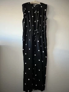 Mono LOFT Negro Blanco Lunares Sin Mangas Cordón Pierna Ancha Rayón XL - Imagen 1 de 5