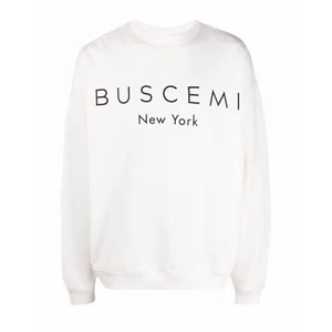 BUSCEMI Crew Neck Hooded Sweatshirt Long Sleeve Logo White Black - Picture 1 of 17