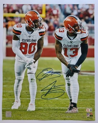 Foto autografada 16x20 de Odell Beckham Jr. Jarvis Landry BAS Cleveland Browns LSU - Imagem 1 de 4