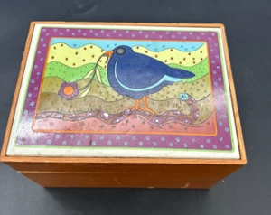 Bird Snake Worm Taylor Ng Recipe Box Wood Tile Vtg 1982 Flower San Francisco - Picture 1 of 12