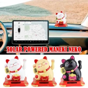 Maneki Neko cinese ad energia solare ondeggiando fortuna becco fortuna gatto regalo USS - Foto 1 di 21