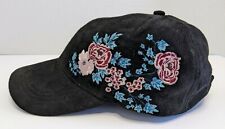 David And Young Women’s Black Ball Cap Hat Embroidered Flower Rose Floral